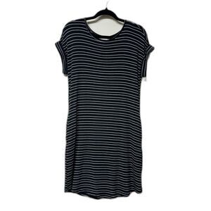 NWT ALTAR'D STATE Essential Black White Stripe Faux Wood Button Tee Midi, Sz S